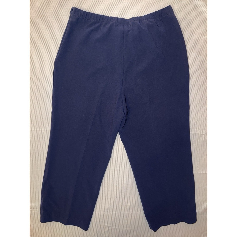 ST JOHN Navy Blue Cropped Wide‎ Leg Career Pants Size 14 - Picture 4 of 11